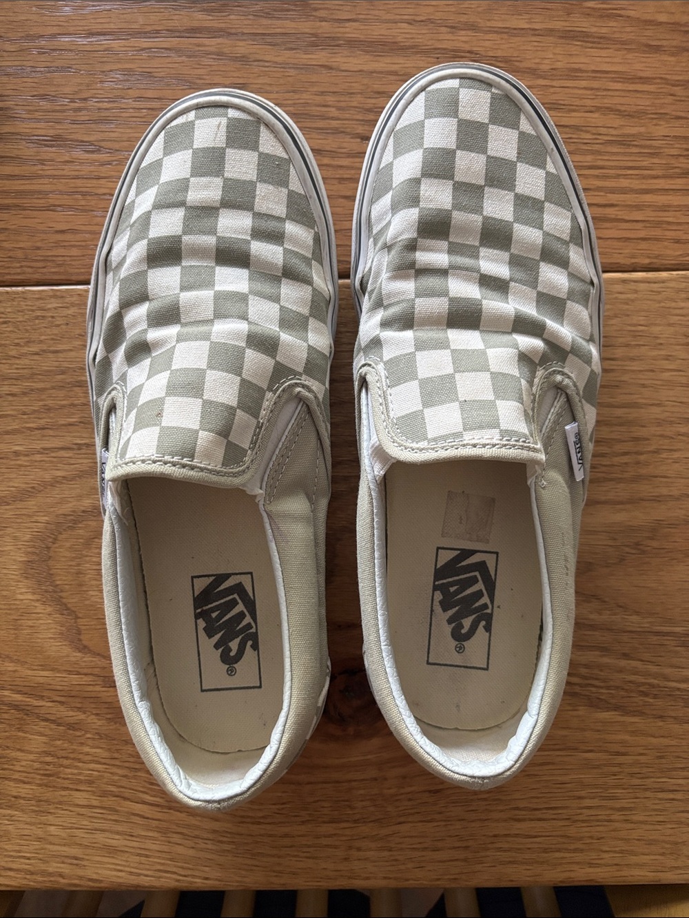Sage Green Checkered Slip-On Vans